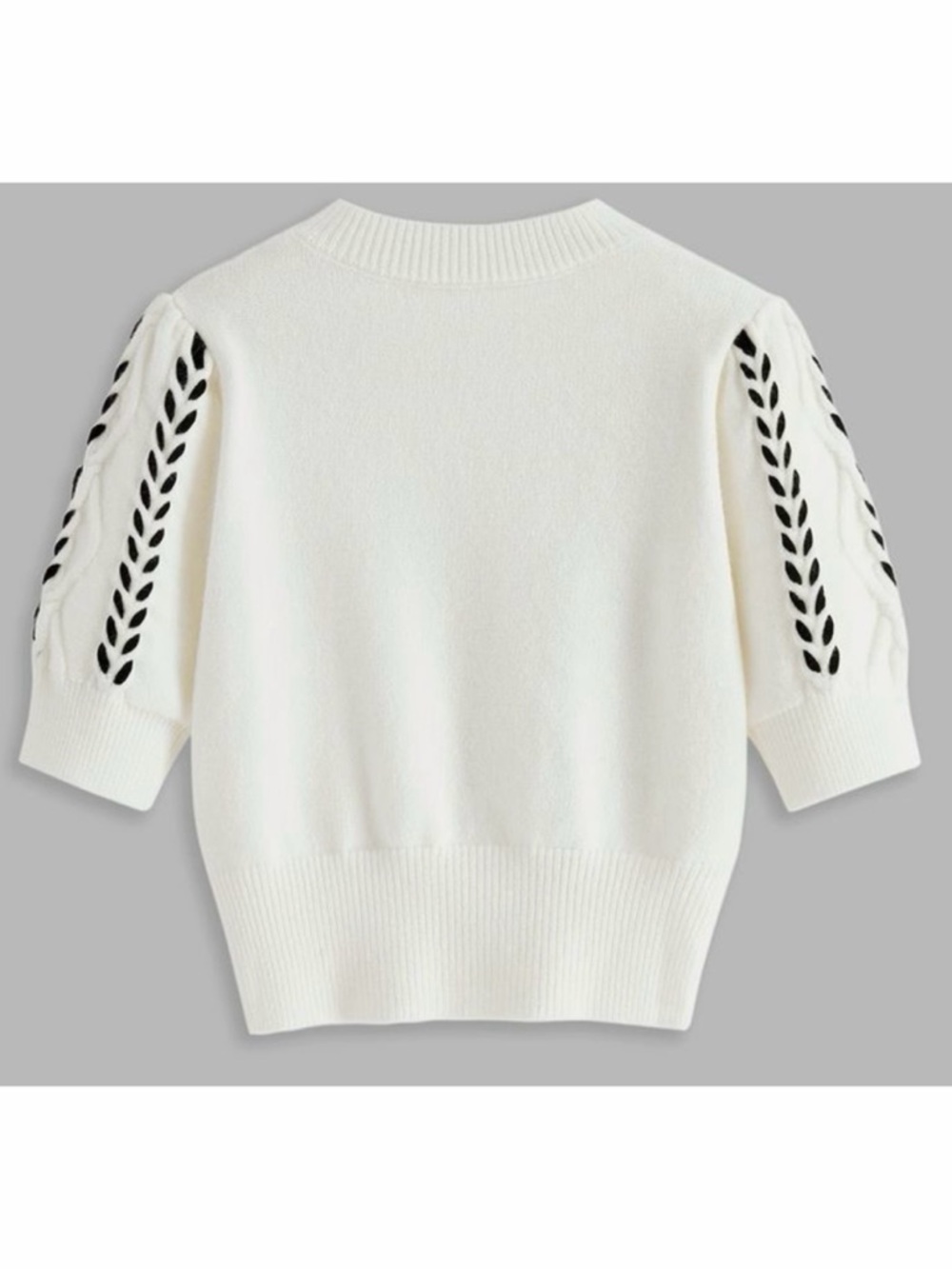 Commense Contrast Binding Cable Knit Top - Picture 3 of 9